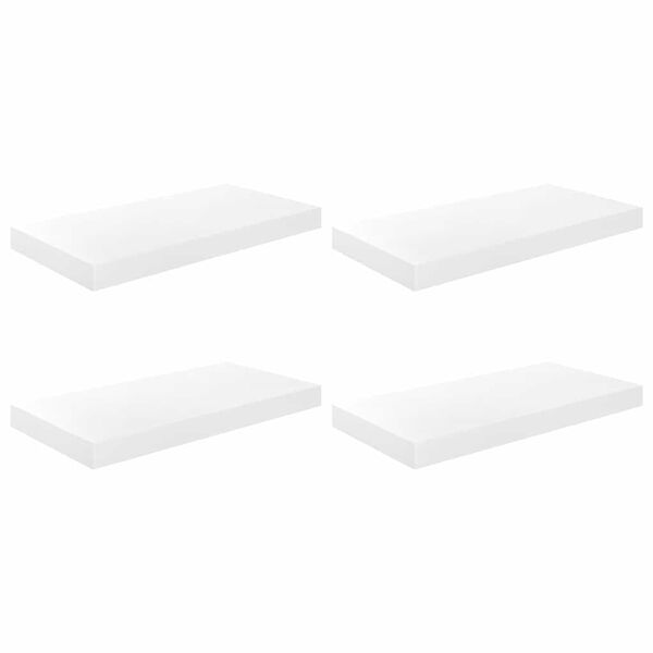vidaXL Prateleiras de parede suspensas 4 pcs 50x23x3,8cm MDF branco
