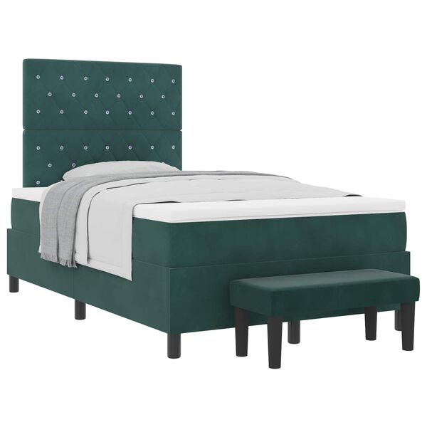 vidaXL Cama Box com colch&atilde;o Verde-escuro 120 x 190 cm Veludo