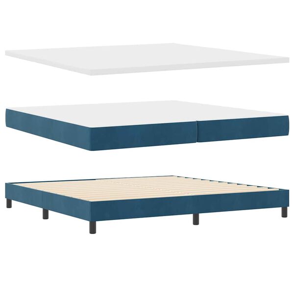 vidaXL Cama Box com colch&atilde;o Azul escuro 200 x 200 cm Veludo