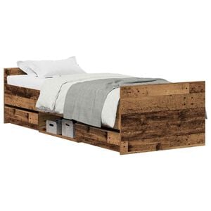 vidaXL Estrutura da Cama com cabeceira Madeira Antiga 193 x 78 x 50 cm
