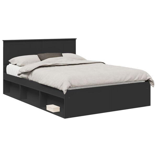 vidaXL Estrutura da Cama Preto 135 x 190 cm Madeira de Pinheiro S&oacute;lida