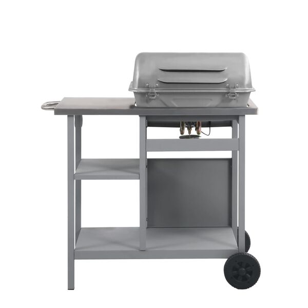 vidaXL Grelhador/BBQ gás mesa de apoio 3 prateleiras prateado