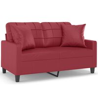 vidaXL Sofá 2 lugares +almofadas 120cm couro artificial vermelho tinto