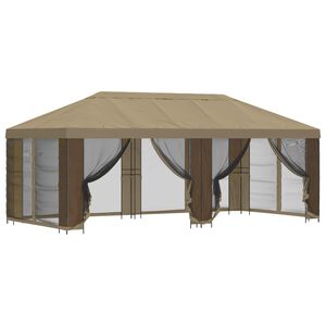 vidaXL Gazebo de Jardim com Laterais 6 x 3 m Bege Poli&eacute;ster e A&ccedil;o