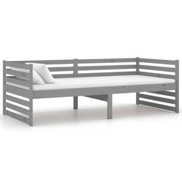 vidaXL Sof&aacute;-cama 90x200 cm madeira de pinho maci&ccedil;a cinzento