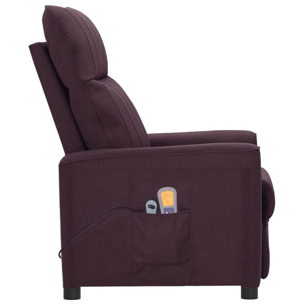 vidaXL Poltrona de massagens el&eacute;trica tecido roxo