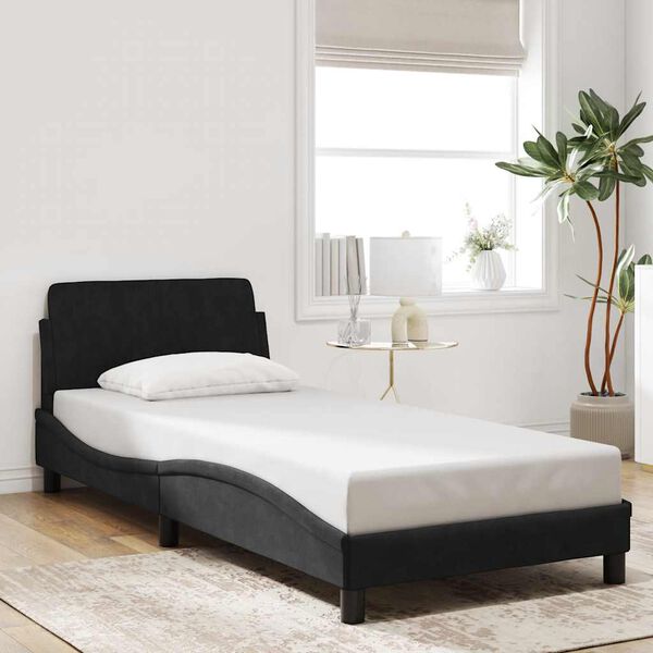 vidaXL Estrutura de cama com cabeceira Dover veludo 80x200 cm preto