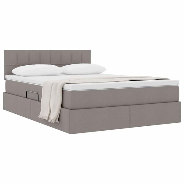 vidaXL Cama com arruma&ccedil;&atilde;o e colch&atilde;o Cinzento-acastanhado 140 x 190 cm
