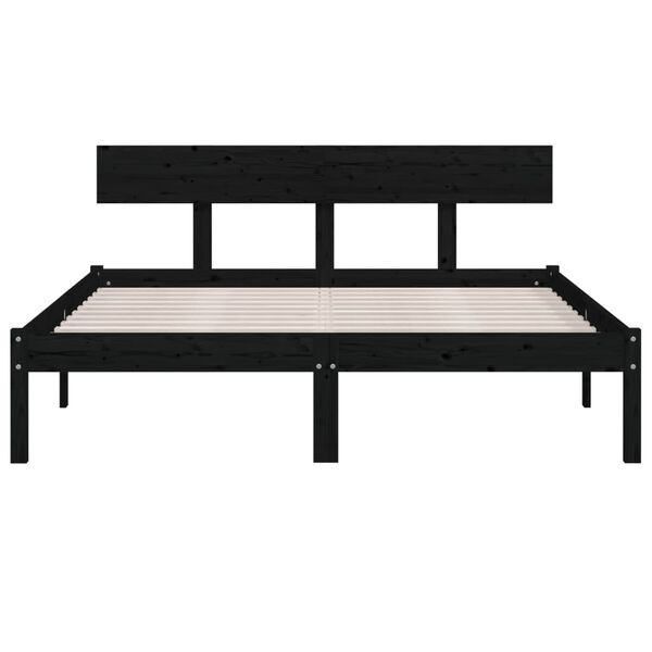 vidaXL Estrutura de cama 140x200 cm pinho maciço preto