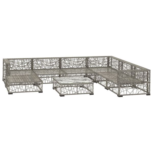 vidaXL 8 pcs conjunto lounge de jardim c/ almofad&otilde;es vime PE cinzento