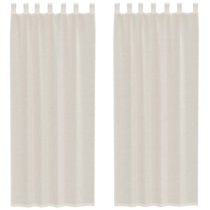 vidaXL Cortinas de voile com aba 2 pcs creme