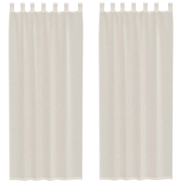 vidaXL Cortinas de voile com aba 2 pcs creme