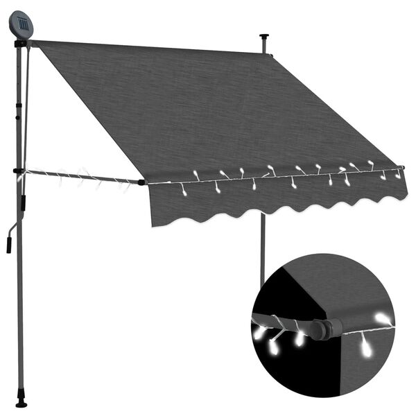 vidaXL Toldo retrátil manual com LED 100 cm antracite