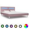vidaXL Estrutura de cama com LED 180x200 cm tecido cor-de-rosa