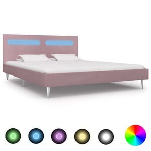 vidaXL Estrutura de cama com LED 180x200 cm tecido cor-de-rosa