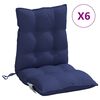 vidaXL Almofad&otilde;es cadeira encosto baixo 6 pcs oxford azul-marinho