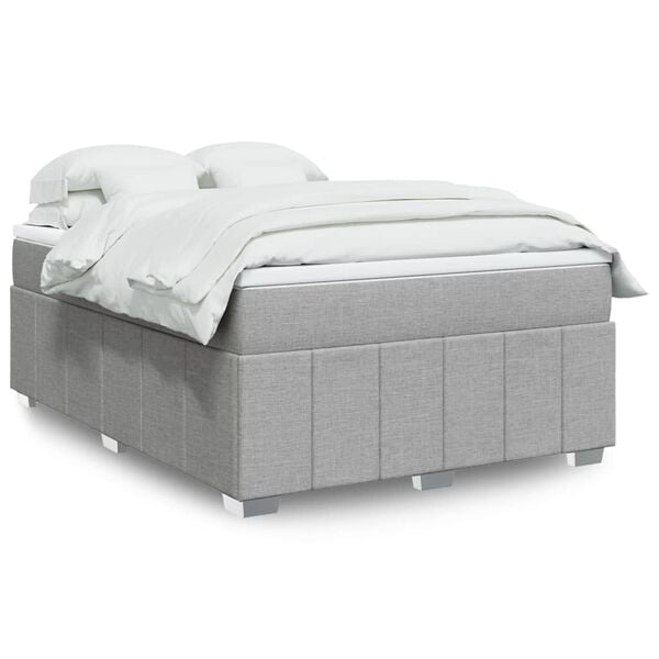 vidaXL Cama com molas/colch&atilde;o 140x190 cm tecido cinzento-claro