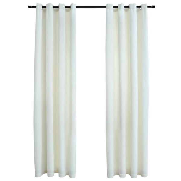 vidaXL Cortinas blackout com argolas 2 pcs 140x245 cm veludo creme