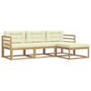 vidaXL Conjunto de Sof&aacute;s para Exterior 4 pcs Branco e Creme Poli&eacute;ster