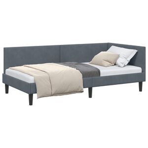 vidaXL Estrutura de Cama de Canto Cinza Escuro 90 cm x 200 cm Veludo