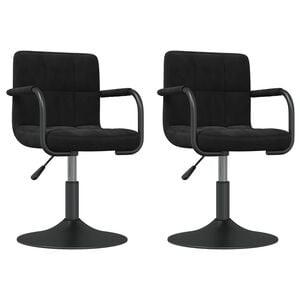 vidaXL Cadeiras de jantar girat&oacute;rias 2 pcs veludo preto