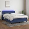 vidaXL Cama box spring c/ colch&atilde;o e LED 140x190 cm tecido azul