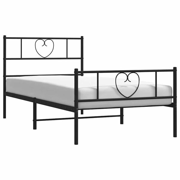 vidaXL Estrutura de cama com cabeceira e p&eacute;s 100x190 cm metal preto