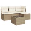 vidaXL 5 pcs conjunto de sof&aacute;s p/ jardim com almofad&otilde;es vime PE bege