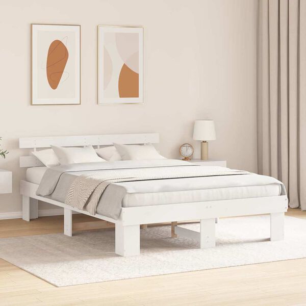 vidaXL Estrutura da Cama com cabeceira Branco 140 x 200 cm