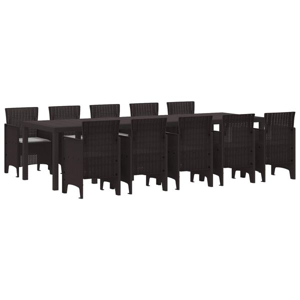 vidaXL Conjunto de Jantar para Jardim 11 pcs Marrom e Cinza claro