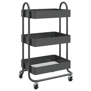 vidaXL Carrinho com 3 prateleiras 46x34x79 cm a&ccedil;o antracite