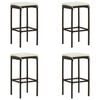 vidaXL 5 pcs conjunto de bar p/ jardim com almofadões vime PE castanho