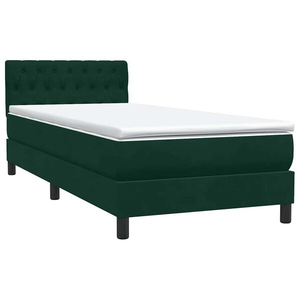 vidaXL Cama com molas/colch&atilde;o verde-escuro 80x210 cm veludo