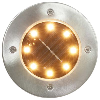 vidaXL Iluminação LED solar de solo 8 pcs branco quente
