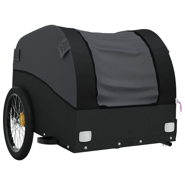 vidaXL Reboque para bicicleta 30 kg ferro preto