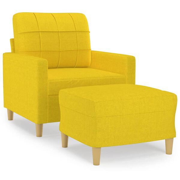 vidaXL Poltrona com apoio de pés 60 cm tecido amarelo-claro