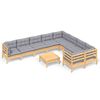 vidaXL 10 pcs conjunto lounge de jardim c/ almofad&otilde;es cinza pinho