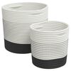 vidaXL Cestos de arruma&ccedil;&atilde;o 2 pcs algod&atilde;o branco e preto