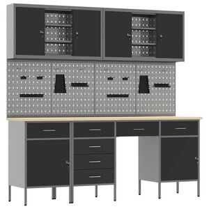vidaXL Arm&aacute;rio de Trabalho com gaveta 10 unid. Preto e Cinza