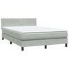 vidaXL Cama box spring c/ colch&atilde;o e LED 160x210 cm veludo cinzento-claro