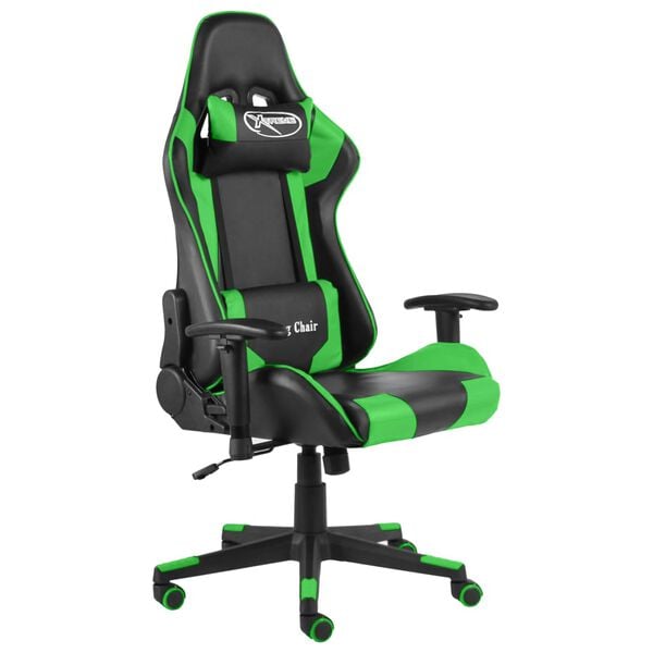 vidaXL Cadeira de gaming girat&oacute;ria PVC verde