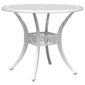vidaXL Mesa de jardim &Oslash;90x75 cm alum&iacute;nio fundido branco