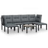 vidaXL 7 pcs conjunto lounge de jardim vime PE preto e cinzento