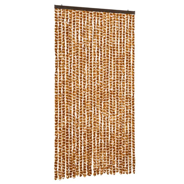 vidaXL Cortina anti-insetos 100x230 cm chenille ocre e branco