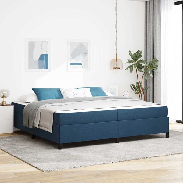 vidaXL Cama Box com colch&atilde;o Azul 200 x 200 cm tecido