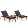 vidaXL Espregui&ccedil;adeiras com mesa 2 pcs vime e madeira de ac&aacute;cia maci&ccedil;a