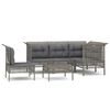 vidaXL 6 pcs conjunto lounge de jardim c/ almofad&otilde;es vime PE cinzento