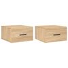 vidaXL Mesas de cabeceira parede 2 pcs 35x35x20 cm cor carvalho sonoma