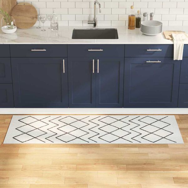 vidaXL Tapete de Cozinha Branco 180 x 60 cm Veludo