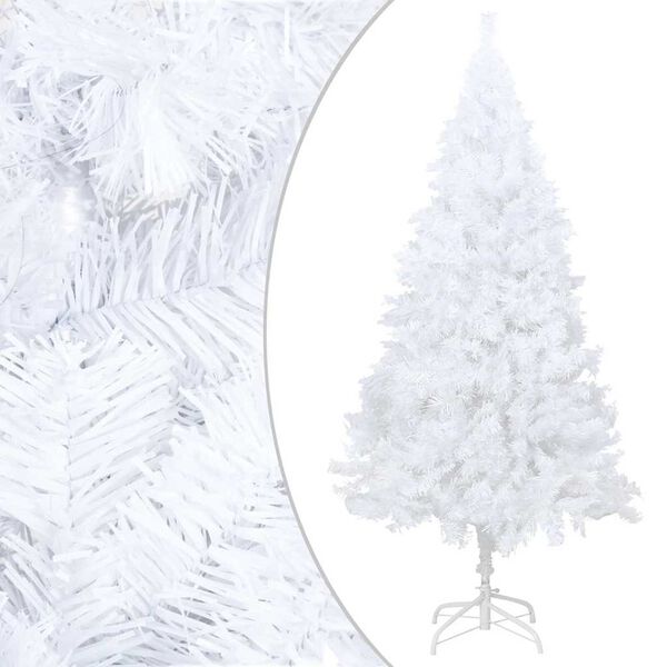 vidaXL Árvore Natal artificial c/ luzes LED e bolas 150 cm PVC branco
